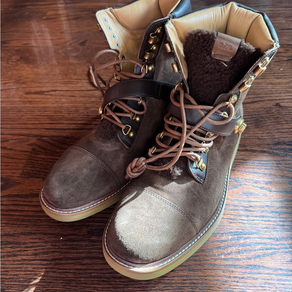 Coach Dark Brown Men's Boots with Tan Accents - Picture 1 of 5